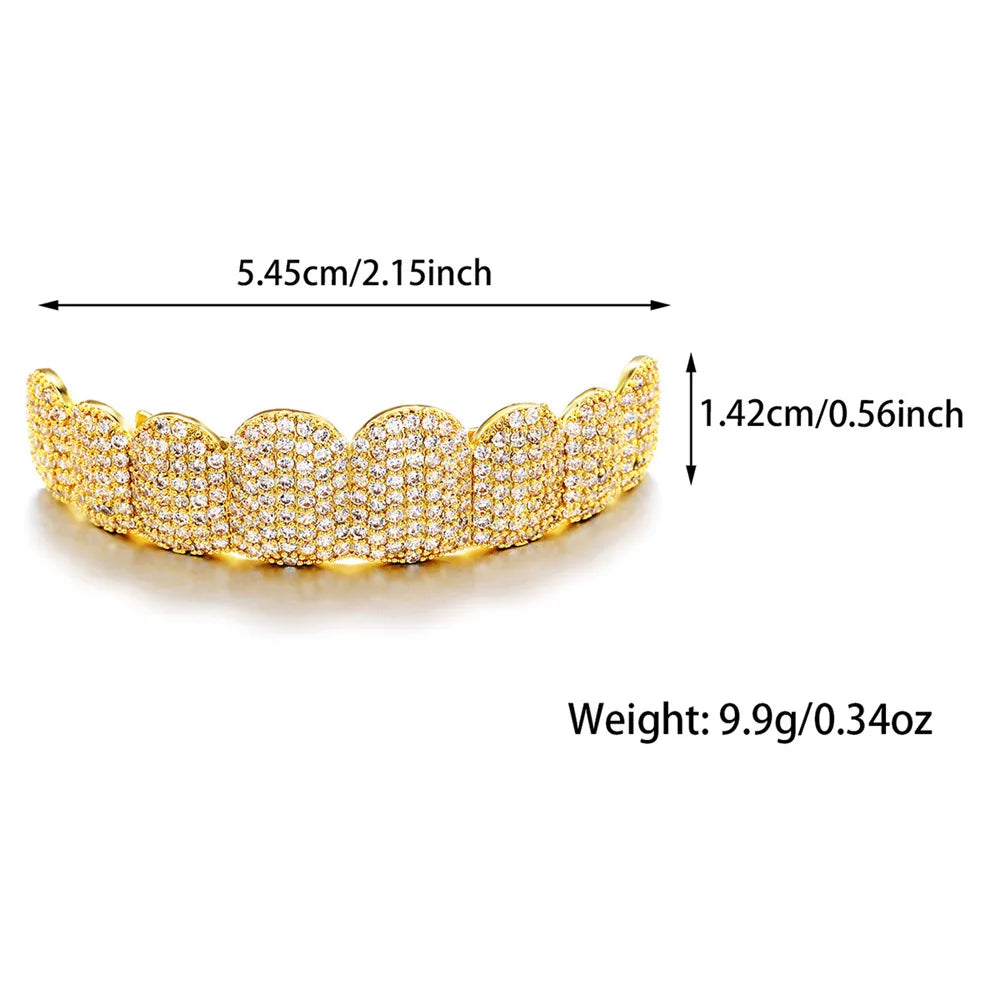 Grillz complet haut et bas — Zircon, or ou argent