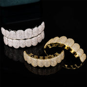 Grillz complet haut et bas — Zircon, or ou argent